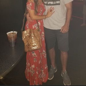 Off the shoulder long floral dress